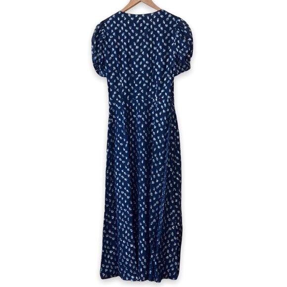 Tanya Taylor Alfonsa Short Sleeve Navy Midi Dress Size 4 NWT $695 - Picture 6 of 9